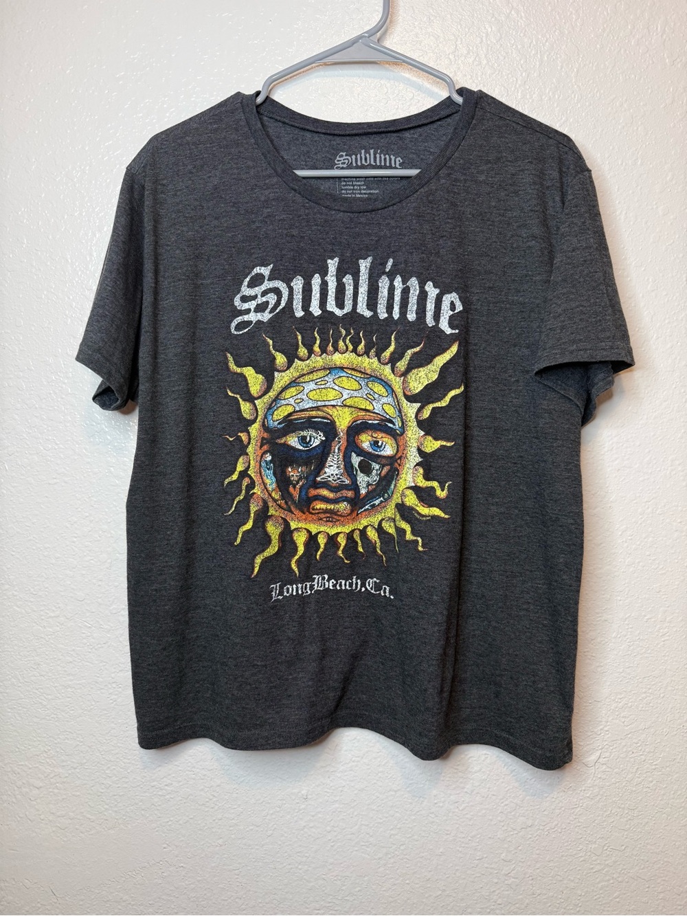 Sublime Gray Long Beach CA Graphic T-Shirt Size 2XL Band Tee Ska Rock Music Top